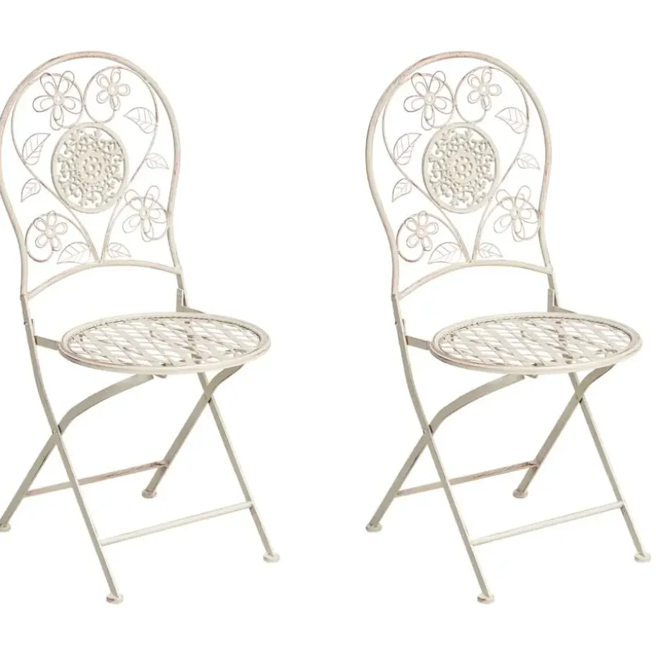 YAVIZA - Set van 2 tuinstoelen - Lichtbeige - IJzer