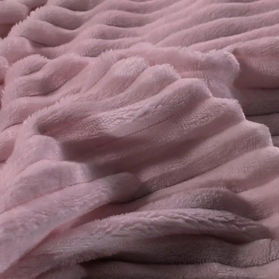 Zavelo Dorien Rib Teddy Dekbedovertrek Roze-2-persoons (200 x 200/220 cm)