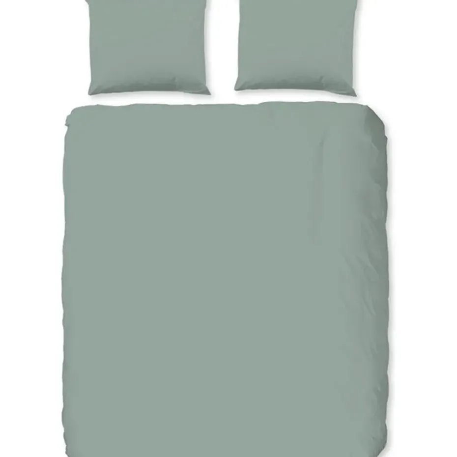 Zavelo Flanellette Effen Dekbedovertrek Groen-Lits-jumeaux (240 x 200/220 cm)