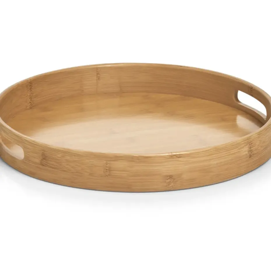 Zeller Dienblad - bamboe hout - rond - 38 x 5 cm - serveerblad
