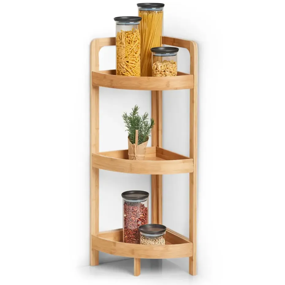 Zeller Hoekkastje/rekje - bamboe - hout - 29 x 29 x 85 cm