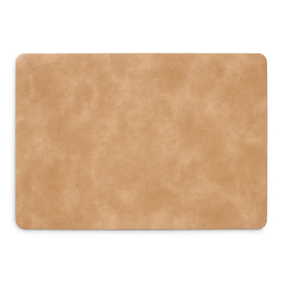 Zeller placemats lederlook - lichtbruin - 45 x 30 cm