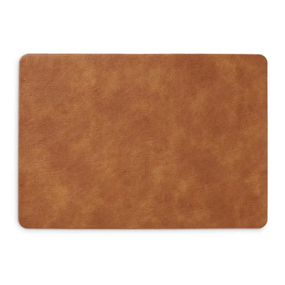 Zeller placemats lederlook - cognac bruin - 45 x 30 cm