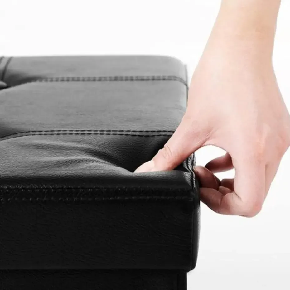 Zitpoef, zitbank met opbergruimte, opvouwbaar, zwart