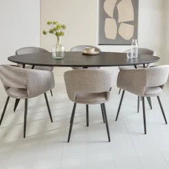 Zwart ovale eettafel Cesar 230x100 cm - Mangohout - Zwart
