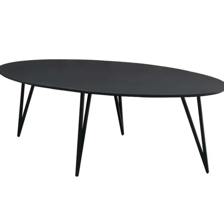 Zwart ovale eettafel Cesar 230x100 cm - Mangohout - Zwart