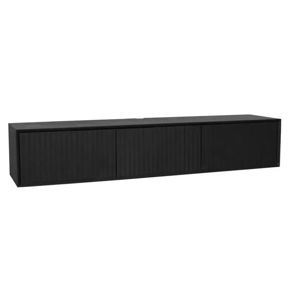Zwevend Tv-meubel Zwart Hout - 160x35x30cm - Madison