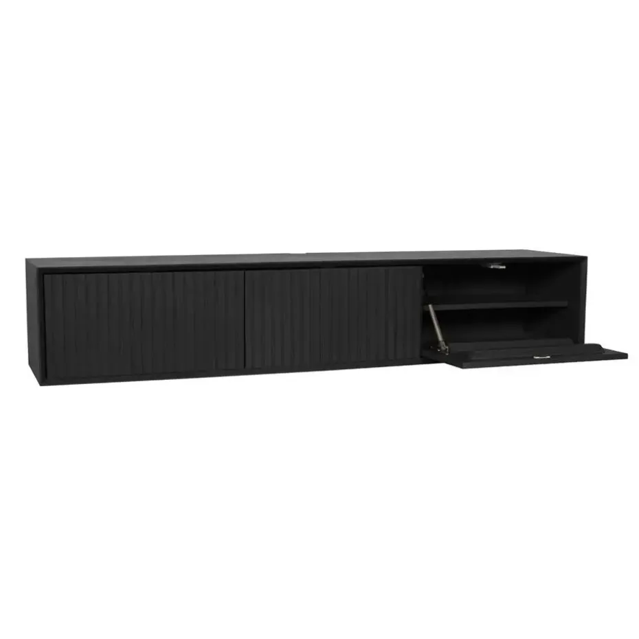 Zwevend Tv-meubel Zwart Hout - 160x35x30cm - Madison
